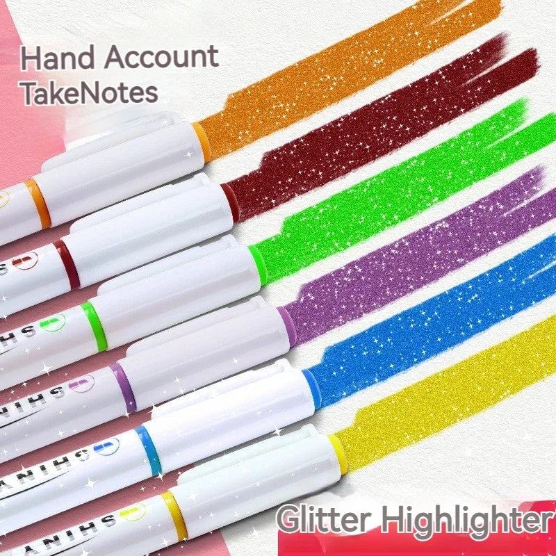 Kawaii 4-Piece Glitter Highlighter Pen Set