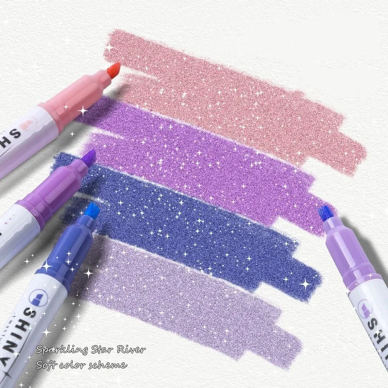 Kawaii 4-Piece Glitter Highlighter Pen Set