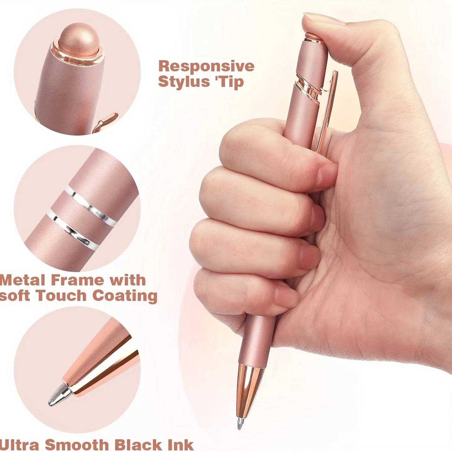 Rose Gold Ballpoint & Stylus Pen Set