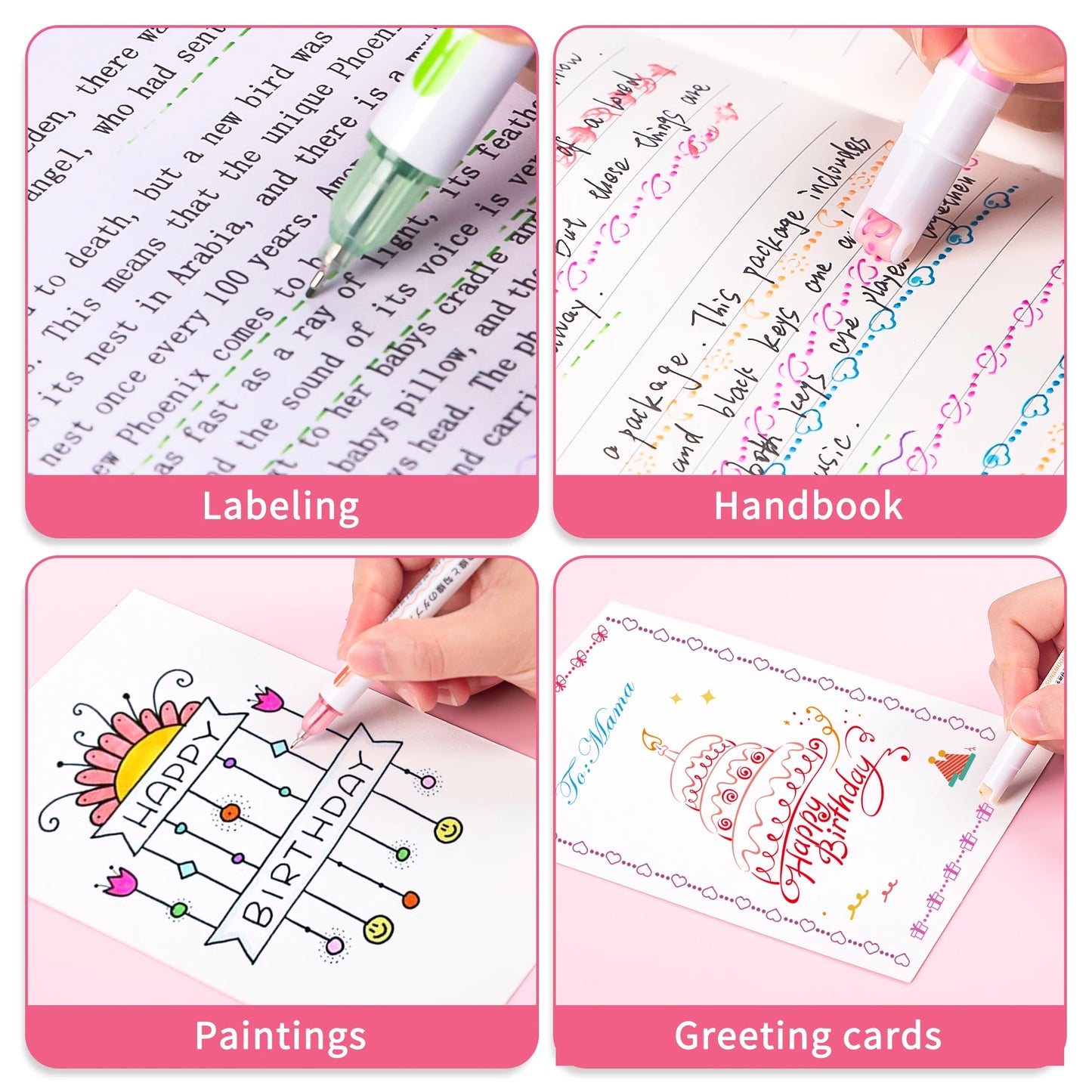 3-Piece Kawaii Flowers Line Shaped Highlighter Pen Set