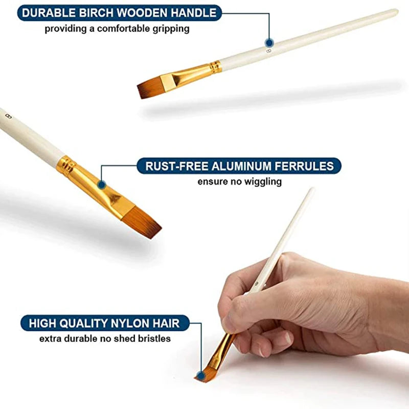 Nylon Hair Paint Brush Set -10pcs