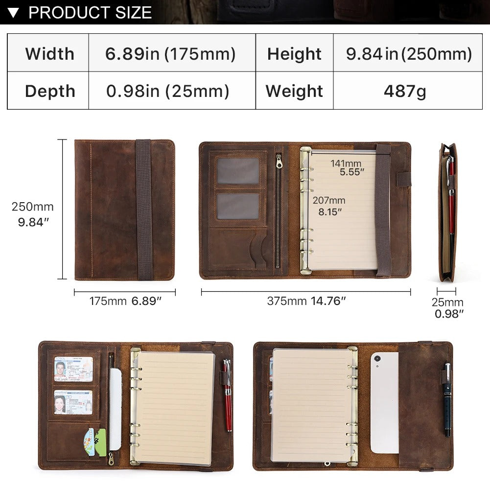 Luxury Retro Leather Portfolio Organizer
