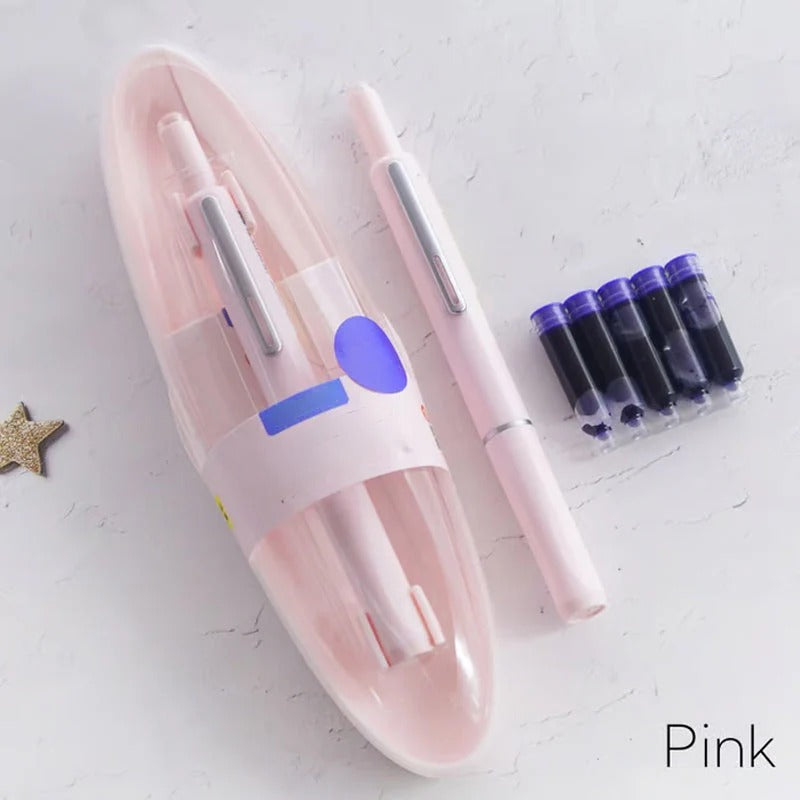 Retractable Fountain Pen with Refillable Ink