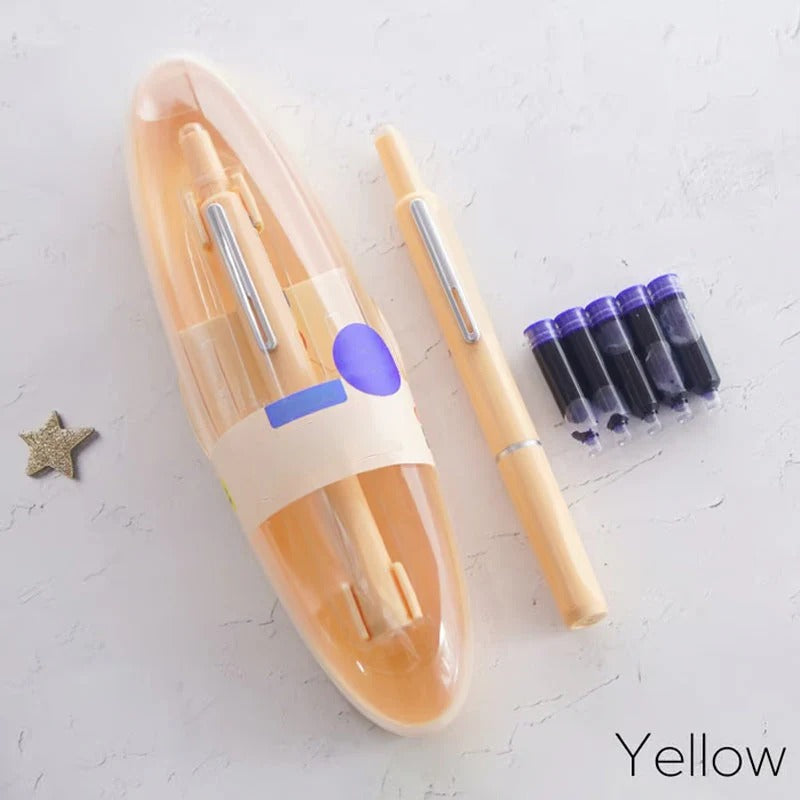 Retractable Fountain Pen with Refillable Ink