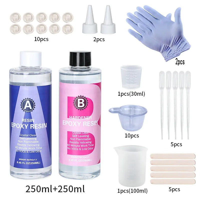 1:1 Crystal Clear Epoxy Resin Kit – High Gloss, Bubble-Free Finish for DIY Crafts & Jewelry