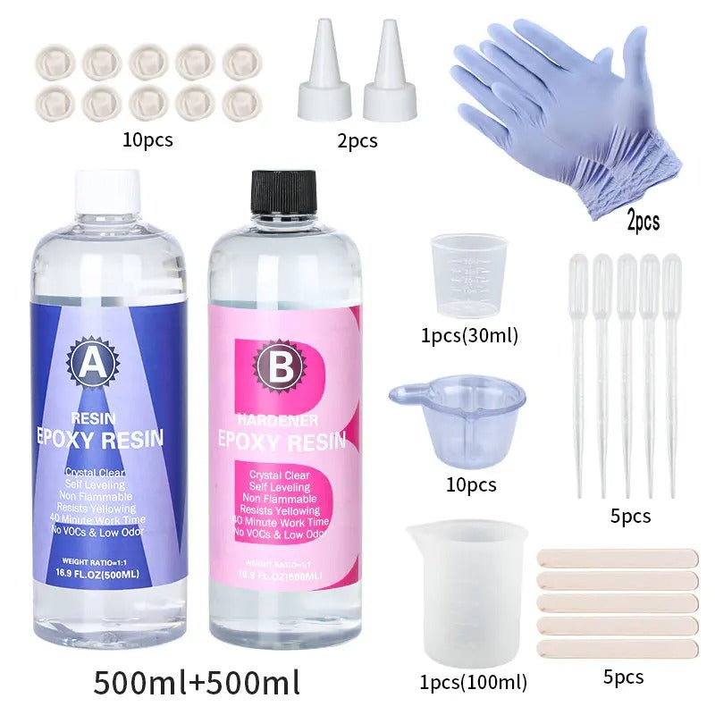1:1 Crystal Clear Epoxy Resin Kit – High Gloss, Bubble-Free Finish for DIY Crafts & Jewelry