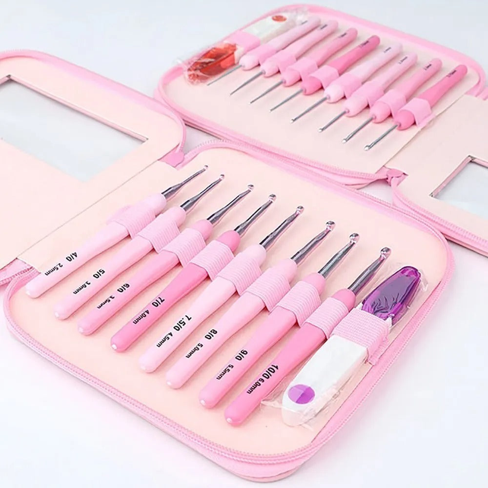 9pcs Ergonomic Crochet Hook Set with Case