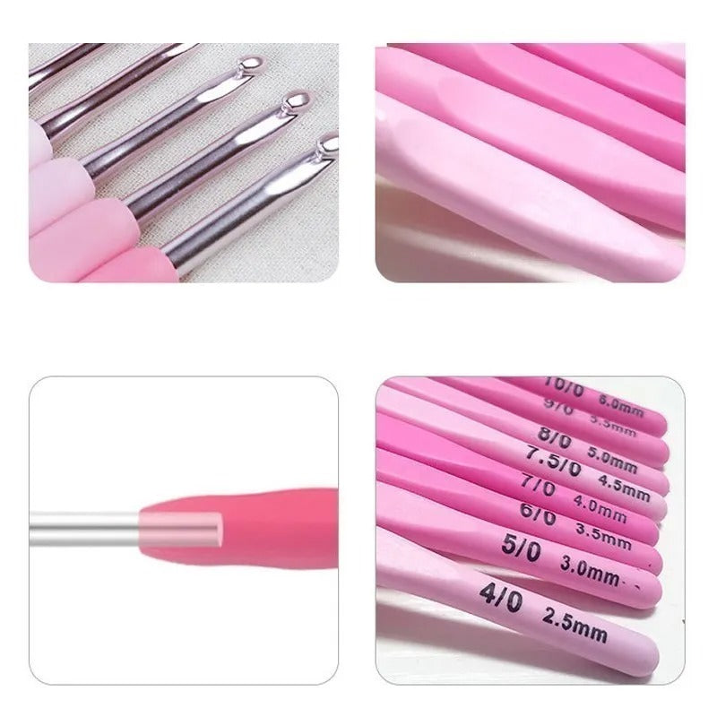 9pcs Ergonomic Crochet Hook Set with Case