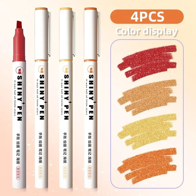 Kawaii 4-Piece Glitter Highlighter Pen Set