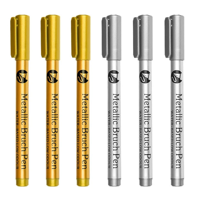 Brush Metallic Pen Set in Silver and Gold