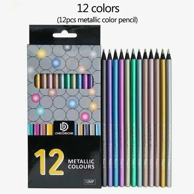 12-Color Metallic Drawing Pencil Set