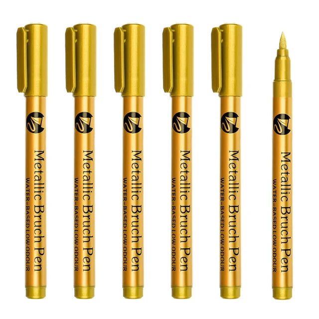 Brush Metallic Pen Set in Silver and Gold