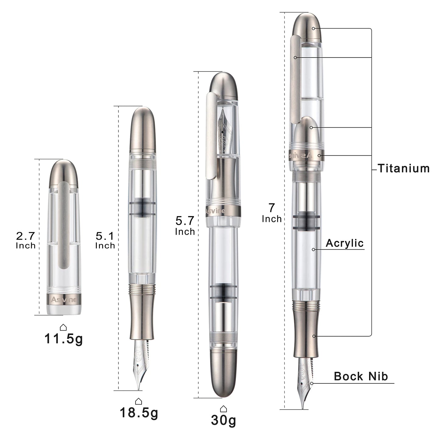 Asvine A38 Titanium Fountain Pen