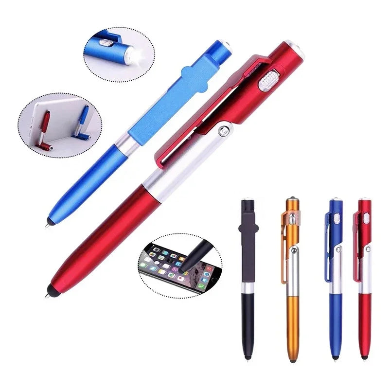 4-in-1 Multifunction Ballpoint Pen with LED Light and Phone Holder