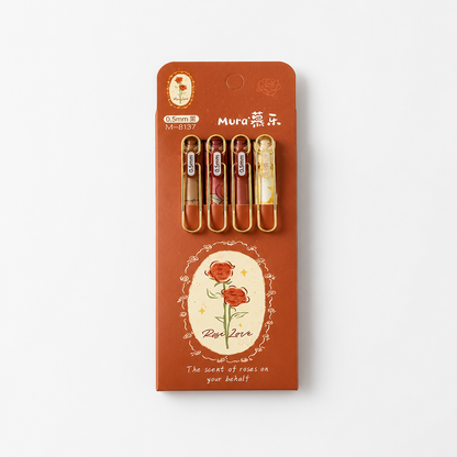 Gel Ink Pen Set With Rose Theme