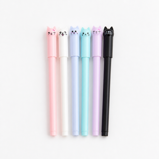 Cute Kitten Gel Pens (Set of 6)