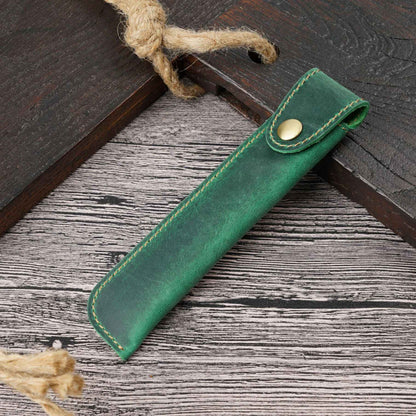 Leather Single Fountain Pen Case With Snap Closure