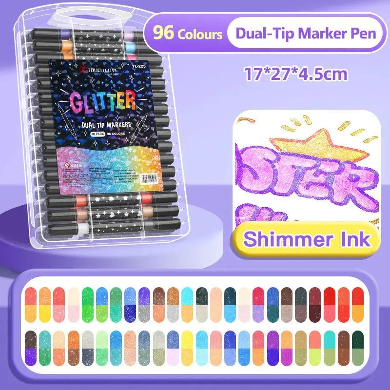 Metallic Brush Pens With Two-Tone Outline Effect