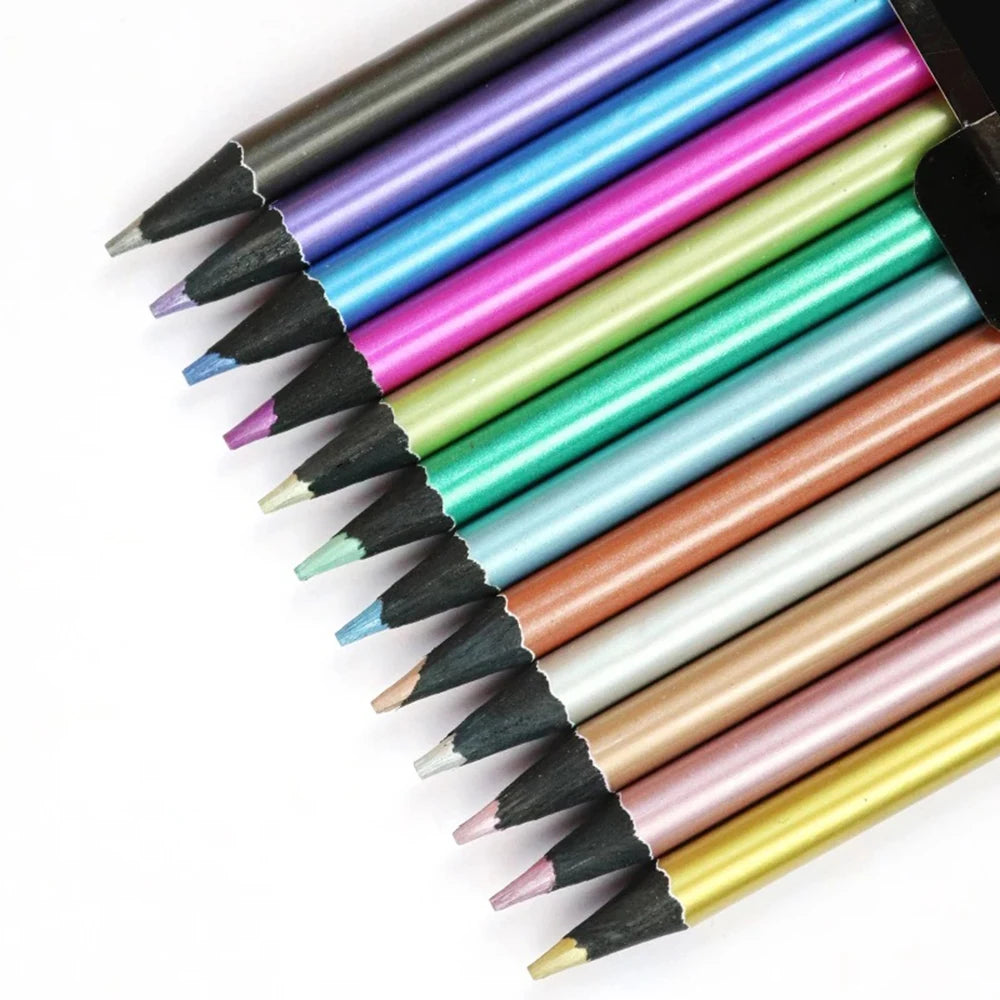 12-Color Metallic Drawing Pencil Set