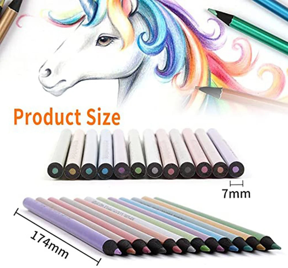 12-Color Metallic Drawing Pencil Set