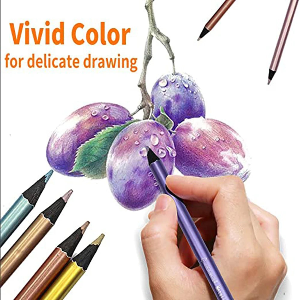 12-Color Metallic Drawing Pencil Set