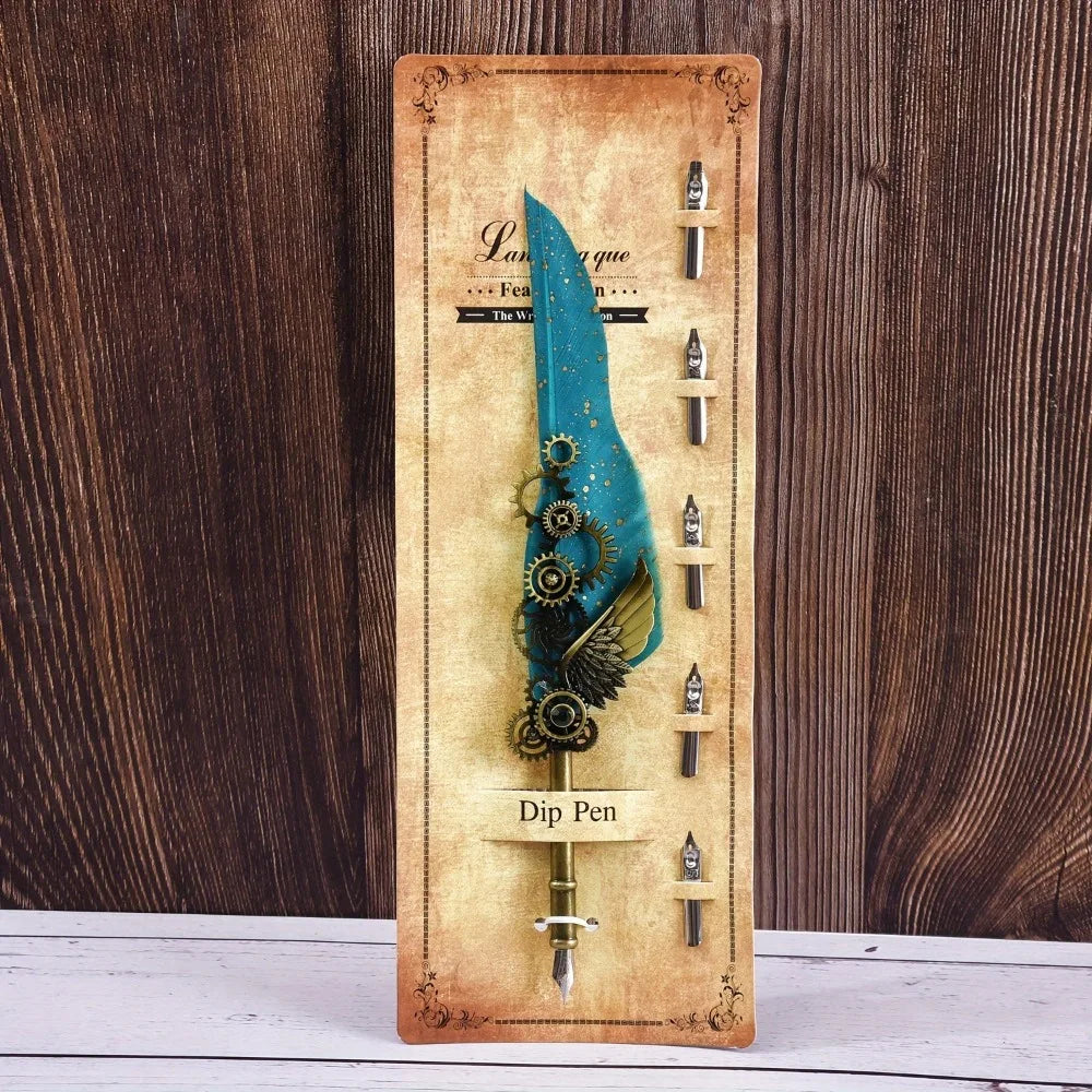 Vintage Metal Feather Pen