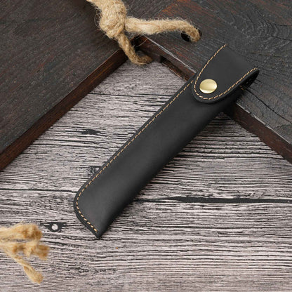 Leather Single Fountain Pen Case With Snap Closure