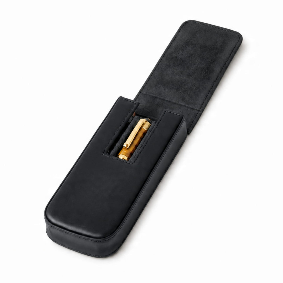 Leather 3-Pen Case With Magnetic Closure