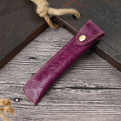 Open leather fountain pen case displaying space for one fountain pen