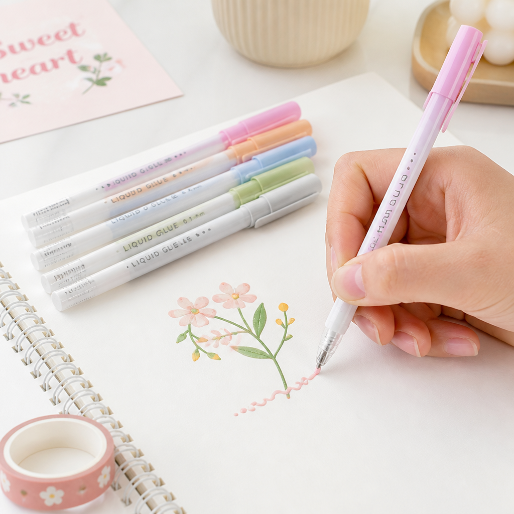 Refillable Drip-Free Glue Pen With Ballpoint Tip