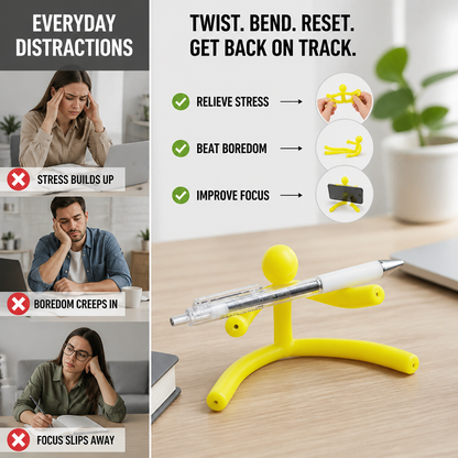 Flexible fidget toy holding a smartphone upright
