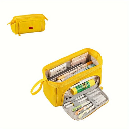 Pencil Case Canvas Double Deck Large Capacity