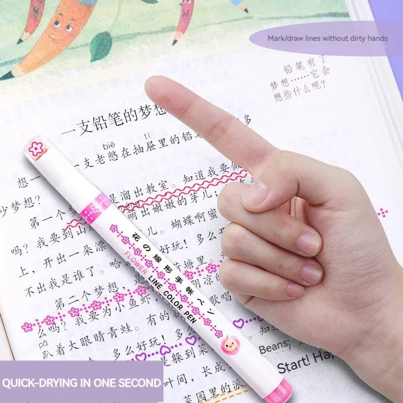 Flower Line Shape Highlighter Pen Set