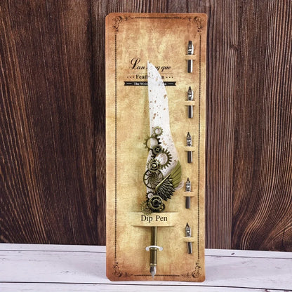 Vintage Metal Feather Pen