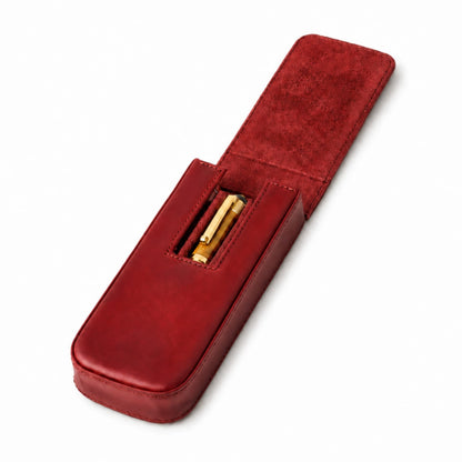 Leather 3-Pen Case With Magnetic Closure
