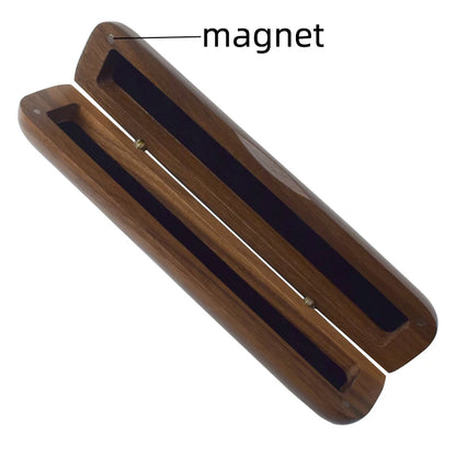 Wooden Pen Box Walnut Wood Magnetic Closure