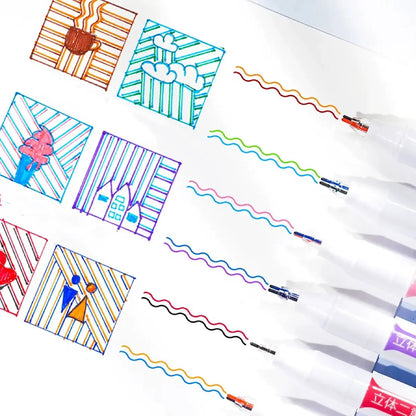 Dual-Color Fluorescent Marker Pens (Set of 6)