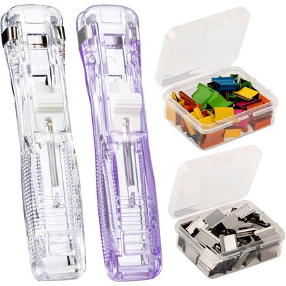 Staple-Free Paper Clip Dispenser Set With 100 Clips