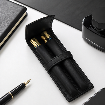 Luxury Black Leather Pen Case