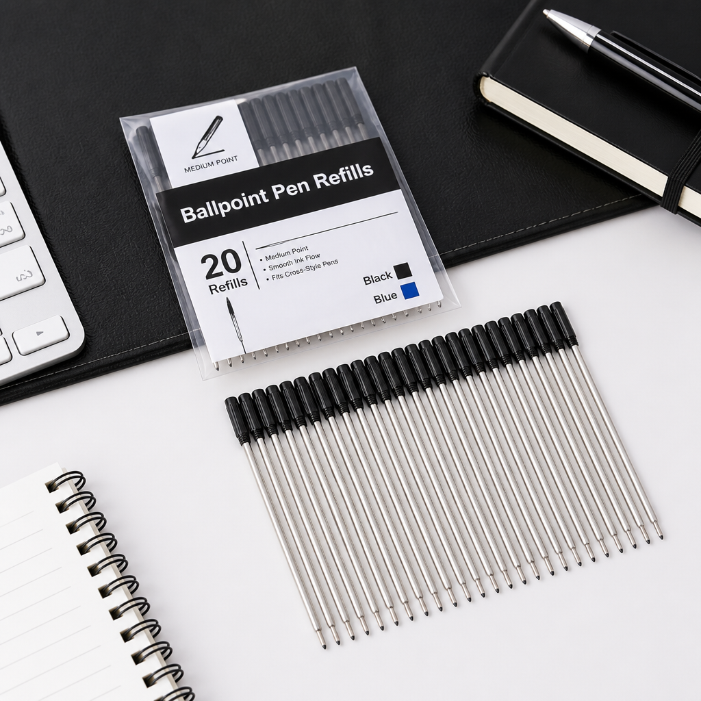 Medium Point Ballpoint Pen Refills (Set of 20)