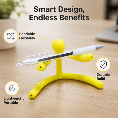 Bendable fidget toy twisted into a curved shape