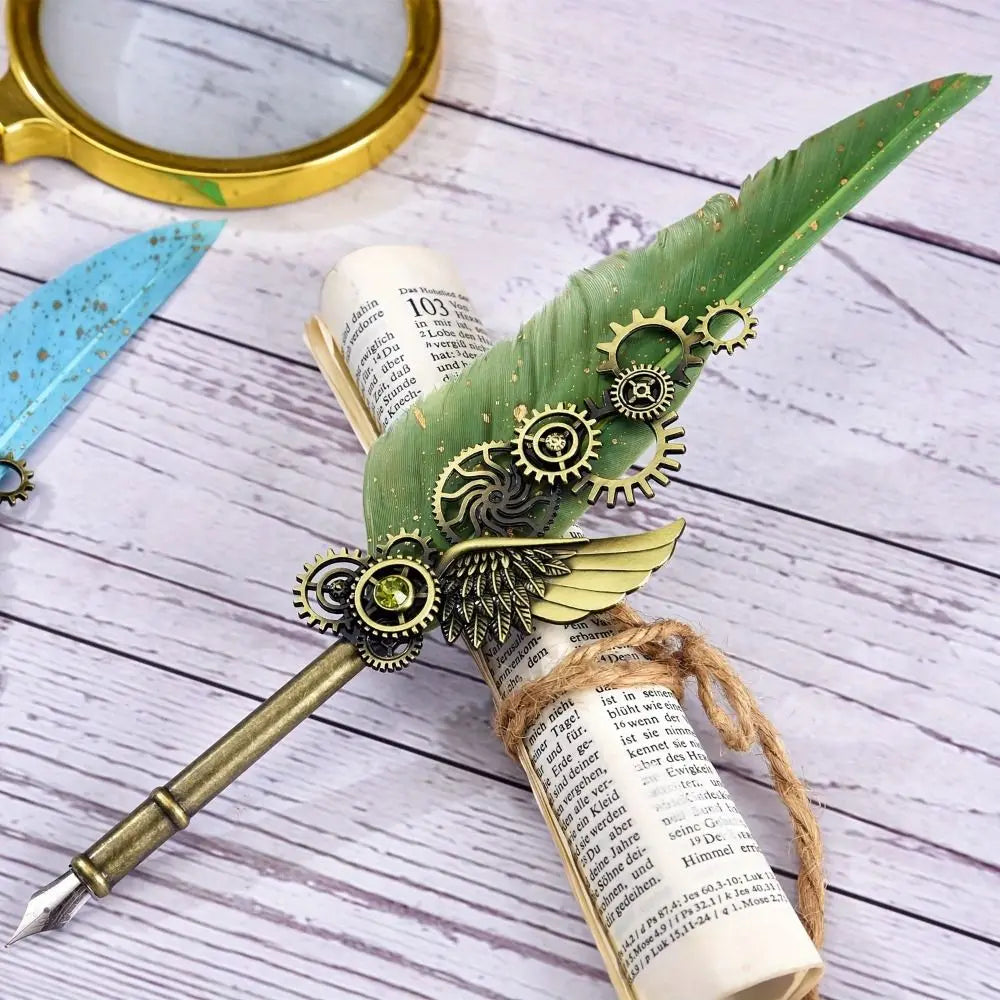 Vintage Metal Feather Pen