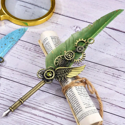 Vintage Metal Feather Pen