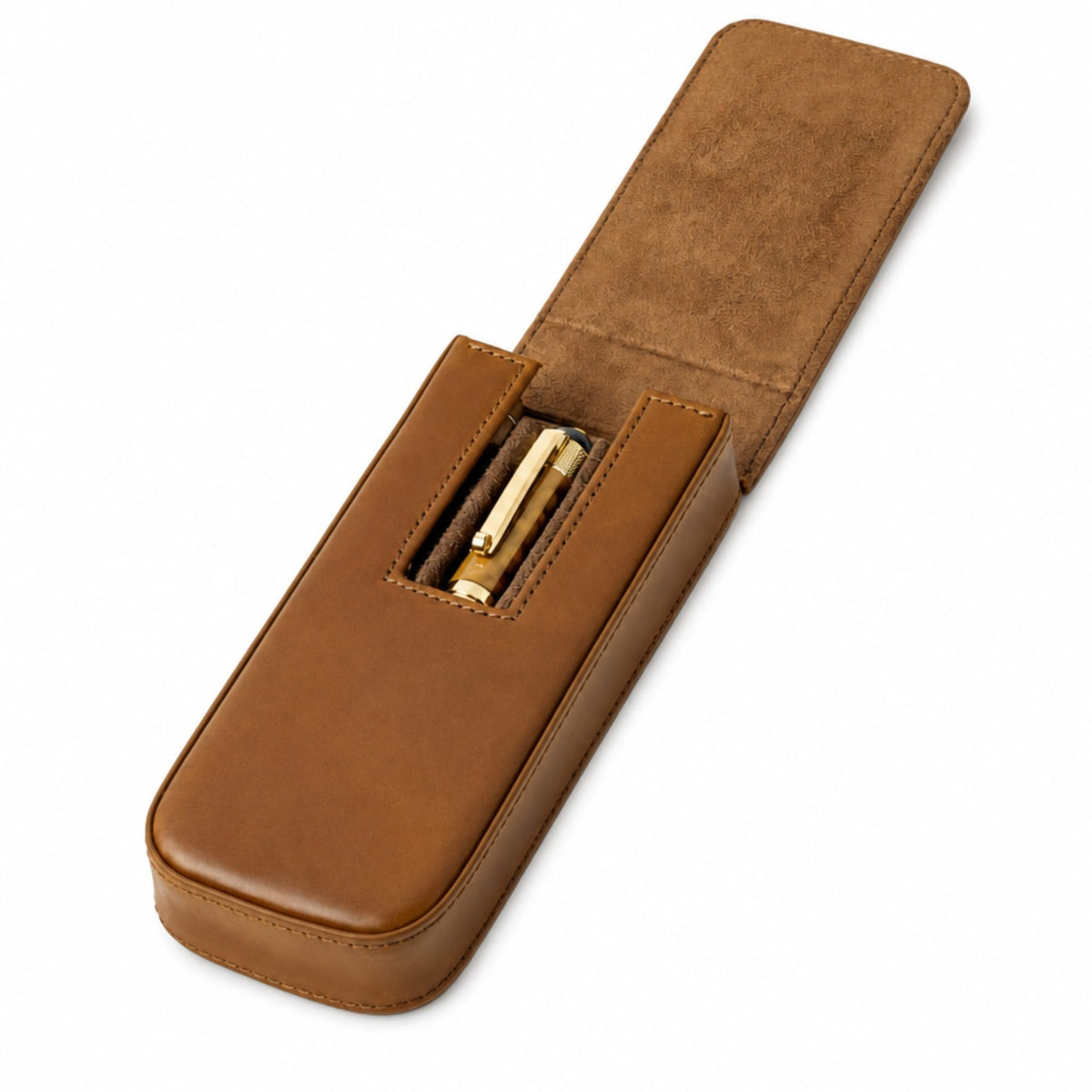 Leather 3-Pen Case With Magnetic Closure
