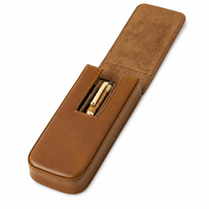 Leather 3-Pen Case With Magnetic Closure