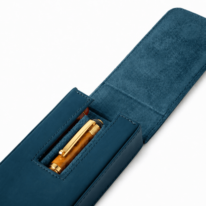Three-pen leather case with a secure magnetic closure