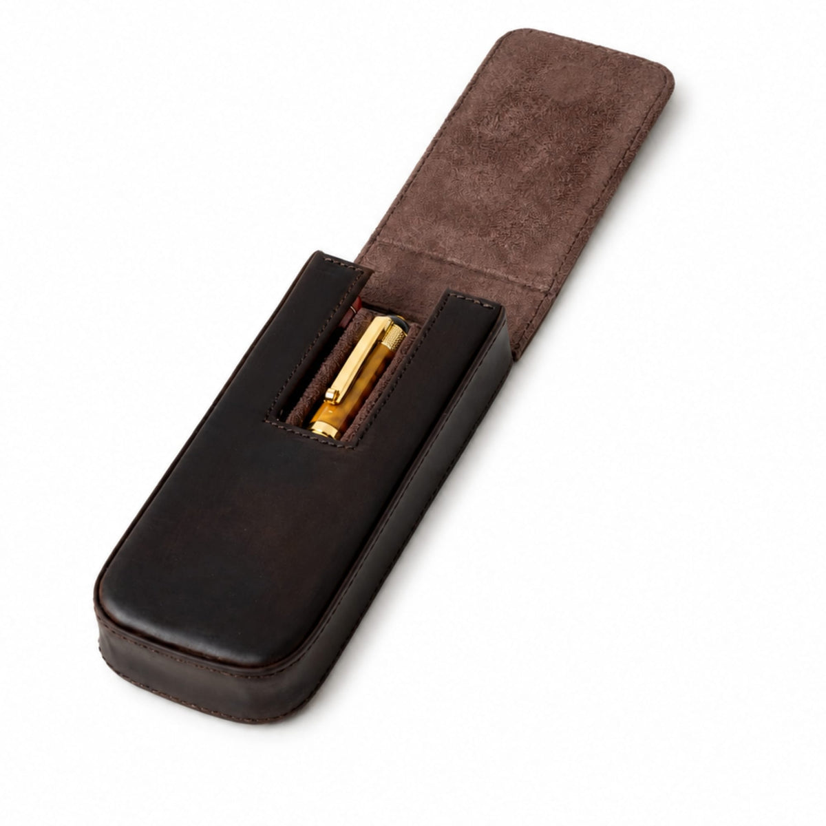 Leather 3-Pen Case With Magnetic Closure