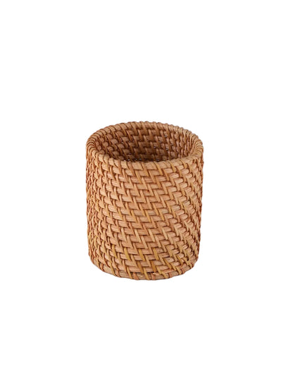 Pen Holder Rattan Weave Round Bottom
