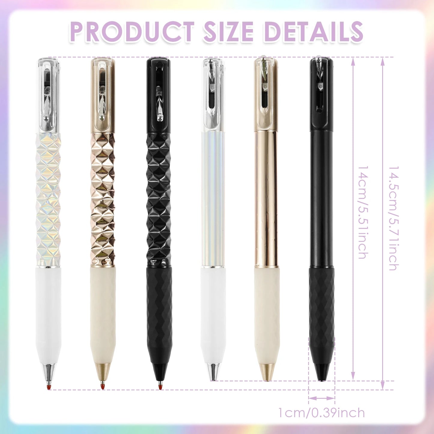 Geometric Crinkle Sensory Stress Relief Writing Pens (Set of 6)