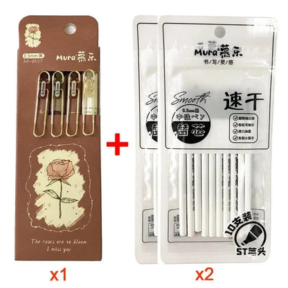Gel Ink Pen Set With Rose Theme